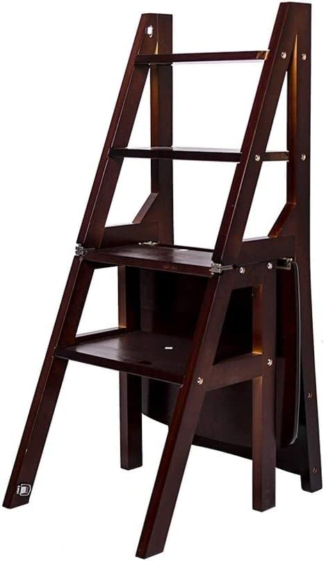 Escabeau pliable en bois massif cerise 150 kg multifonctions