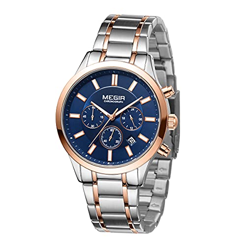 MEGIR Orologio Uomo Elegante Acciaio Orologio