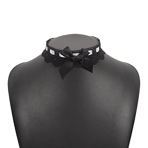 Jumwrit Gothic Lace Choker Necklace Sexy Bow Collar Necklace Lolita Necklace Accessories For Women And Girls（Black） #TOP5