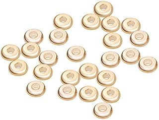 BENECREAT 60 PCS 18K Gold Plated Beads Metal Spacer Beads for DIY Jewelry Making and Other Craft Work - 5x1.5mm, Donut Shape