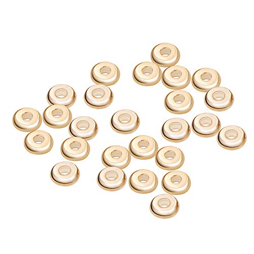 BENECREAT 60 PCS 18K Gold Plated Spacer Beads Metal Spacer Beads for DIY Jewelry Making Findings and Other Craft Work - 5x1.5x1.5mm, Donut Shape