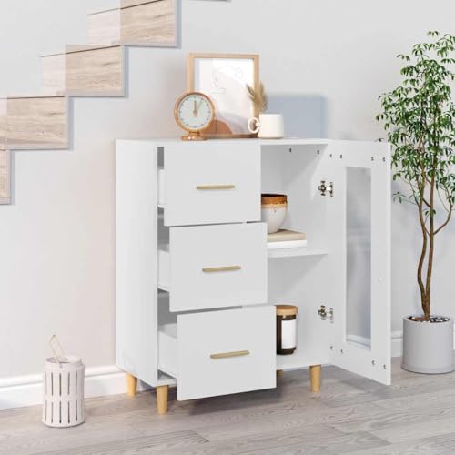 Aparador blanco moderno de madera para eliminar el desorden visual en salones pequeños 4
