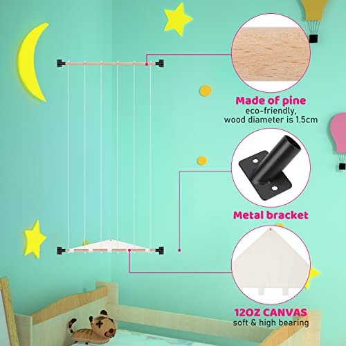 Jtskfcl Stuffed Animal Toy Hammock Hanging Wood Country Style Animal Storage Organizer With Canvas Base Large Corner Plush Toys Holder For Nursery Play Room Bedroom Kid’s Room #TOP2