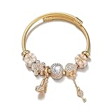 Lvla Gan Pulseras chapadas en oro de 18 quilates, bonitas pulseras con dije de mariposa para bicicleta, regalo de cumpleaños para mujeres y niñas, pulsera de alambre con cuentas de circonita cúbica