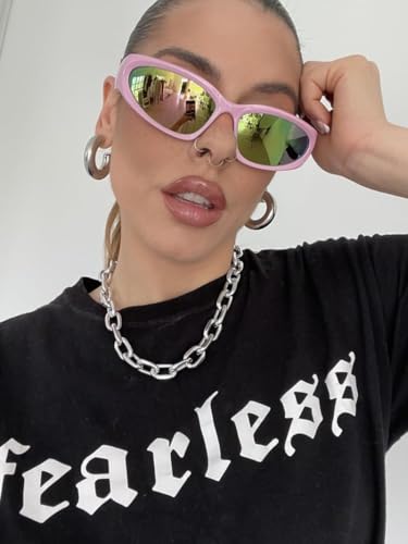 SORVINO Wrap Around Sunglasses for Men Women Oval Sunglasses Sport Shades Sliver Eyeglasses y2k4