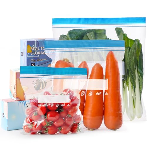Adtefon Freezer Bags 70 Pcs Food Storage Reusable Sandwich 3 Sizes Zip Lock Food Bags for Vegetables Fruits Meat Grains