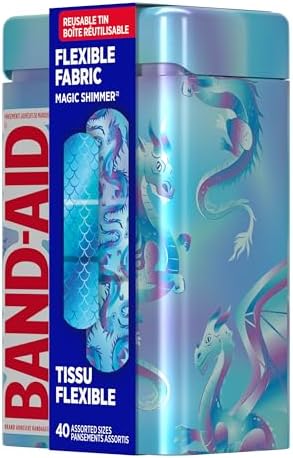 BAND-AID® Brand Flexible Fabric Adhesive Bandages, Comfortable Flexible Protection & Wound Care for Minor Cuts & Scrapes, First Aid Bandage with a Magic Shimmer Design, Assorted Sizes, 40 ct - 5