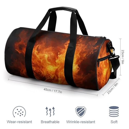 Roaring Flame Gym Bag for Men Women, Sturdy Oxford Cloth Travel Bags with Removable Shoulder Strap, Waterproof Duffel Bag for Fitness, Travel, Yoga2