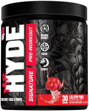 PROSUPPS Mr. Hyde Signature Series Pre-Workout Energy Drink – Intense Sustained Energy, Focus & Pumps with Beta Alanine, Creatine, Nitrosigine & TeaCrine (30 Servings Lollipop Punch)