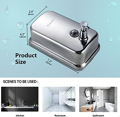 Wall Mounted Soap Dispensers for Bathroom, Stainless Steel Hand Sanitiser Dispenser Unit Commercial and Household, 800ml