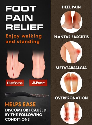 Image of CRUVHEAL 220+ lbs Plantar Fasciitis High Arch Support Insoles Men Women - Orthotic Shoe Inserts - Boot Work Shoe Insole (XL, Dark Military)
