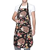 Oplp Flowers and Cute Hedgehogs Waterproof Apron Cooking Kitchen Apron Unisex Adjustable Apron