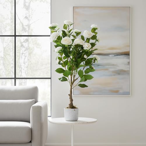 GAOMON Artificial Camellia Tree 2 Pack,33.5inch/2.8FT Realistic Camellia Plants in Pot with Flowers Fake Artificial Tree for Indoor and Outdoor,Wedding Decoration,White by GAOMON - Used condition - Image 5