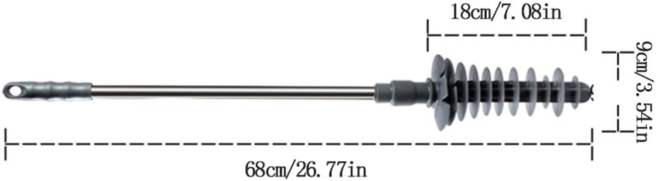 Toilet Plunger with Stainless Steel Handle Piston Type High Dredge Rate Durable Strong Sealing Non-Slip Wear Not Easy to Rust Gray