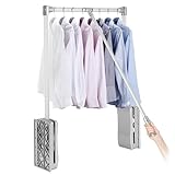 Pull Down Closet Rods for Hanging Clothes, Closet Pull Down Rod System Clothing Rail Lift Clothes Alumina, Closet Storage Organizer for Soft Return Space Saving (Adjustable Width 32.44-49.02inch)