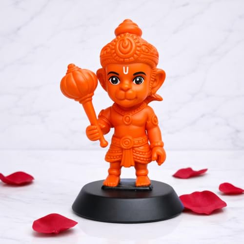 Image of Hanuman Dashboard Idol for Car | Premium Resin Hindu God Murti | Double-Sided Tape Base | Vastu & Spiritual Protection | Home Temple & Car Decor | Gift for Festivals | Kesari Color