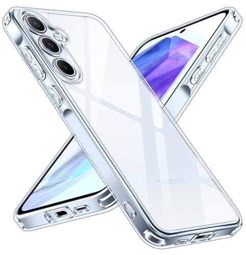 ivoler Anti Amarillo Clara Funda para Samsung Galaxy A55 5G, Carcasa Bumper Teléfono Antigolpes Transparente, [Protección de Cámara] Silicona Anti arañazos PC Duro Case