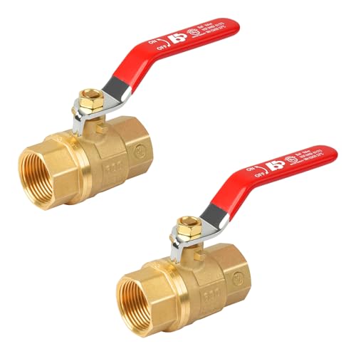 2 Pack Full Port 1 Inch, Brass Ball Valve, Lead-Free Brass, Female Threaded NPT Connector, Max Pressure 150 PSI WSP / 600 WOG