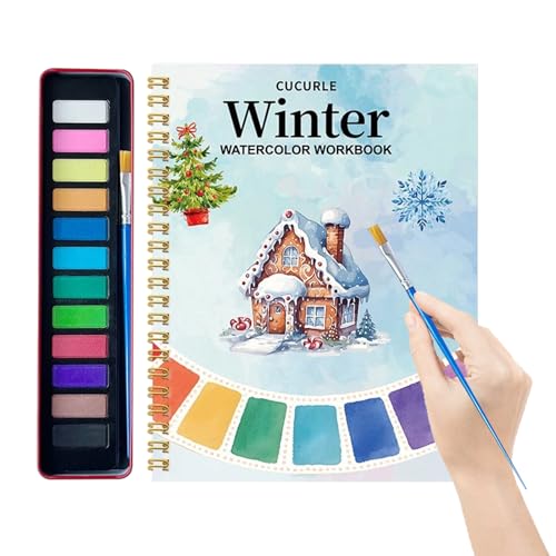 Aquarell Malbuch Für Anfänger - 12 Farben Malkasten Set - Pflanzen Aquarell Set - Für Kinder Mädchen Anfänger Schule Zuhause Reise Party Geburtstag