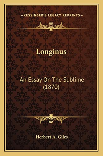 Longinus: An Essay On The Sublime (1870)