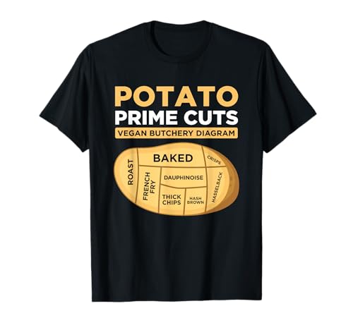 Vegans Veggies Clothing Funny Potato Prime Cuts Vegan Vegetarian Gift Unisex Black T-Shirt