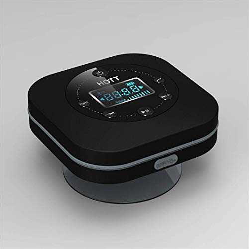 Wasserdichte Lautsprecher Badezimmer Uhr, tragbarer Bluetooth Wecker, Badezimmer Saugnapf Wanduhr Digital Radio – Schwarz