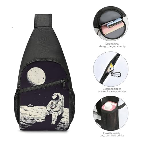 Morrales tipo bandolera Astronauta en la Luna blanco miniatura 5