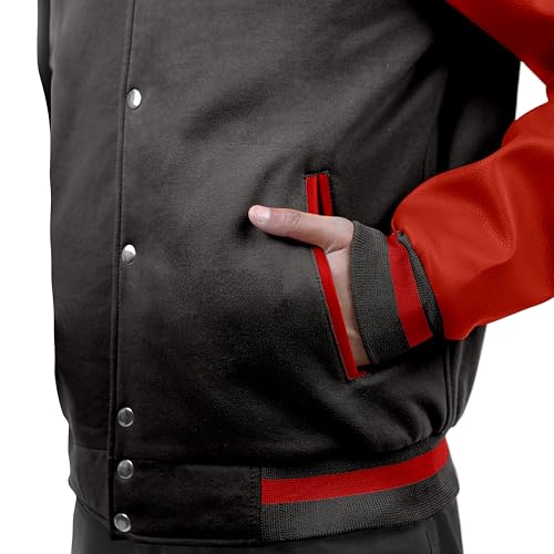 Image of Baseball Wool Letterman Varsity Faux Leather Sleeve For Men | Wool Varsity Bomber Jacket