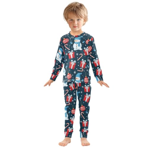 Pajama Sets Long Sleeve Christmas Pattern with Snowman Soft Comfy Sleepwear 2 Piece PJS 3-8T2