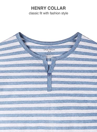 DAVID ARCHY Men's Pajamas Set Soft Cotton Long Sleeve Sleepwear Comfy Loungewear Pjs with Pockets (M, Heather Navy Blue) - Image 2