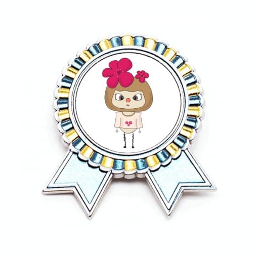 Broche en forme de fleur rose en métal noble M pour rehausser un manteau