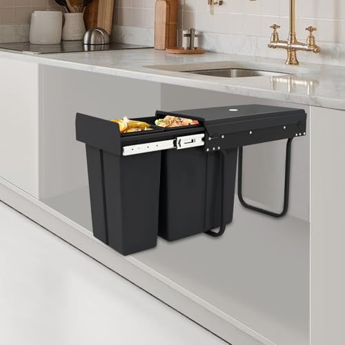 Caneca de basura para gabinete con doble cubeta negro miniatura 3