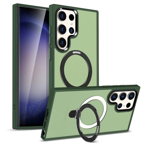Coque de luxe Galaxy S24 Ultra anneau magnétique et finition mate givrée chic