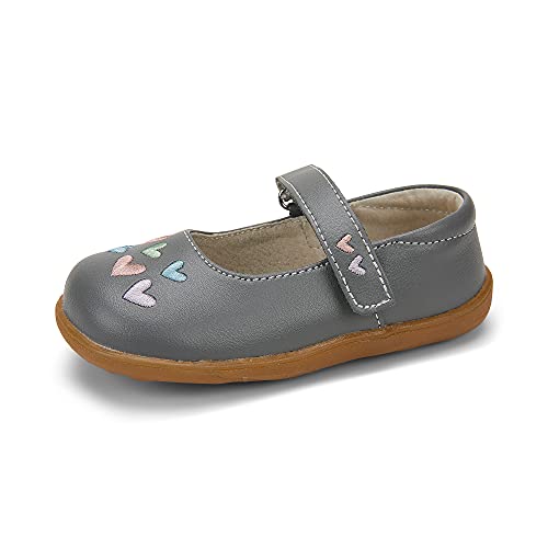 See Kai Run, Ginny Mary Jane Shoes for Kids, Gray/Hearts, 8