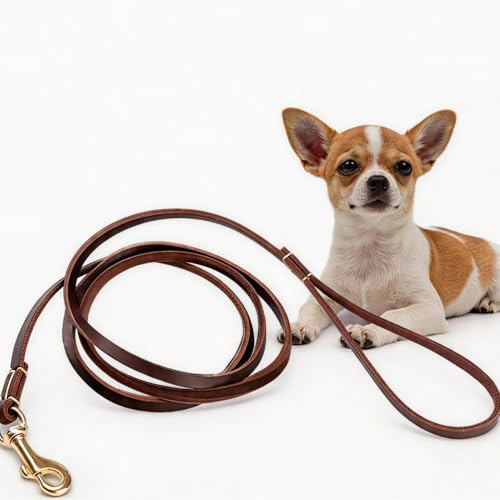 Hundeleine Fettleder kleine Hunde bis zu 8 kgs, Leder Haustierleine (1,80m x 8mm | Braun)