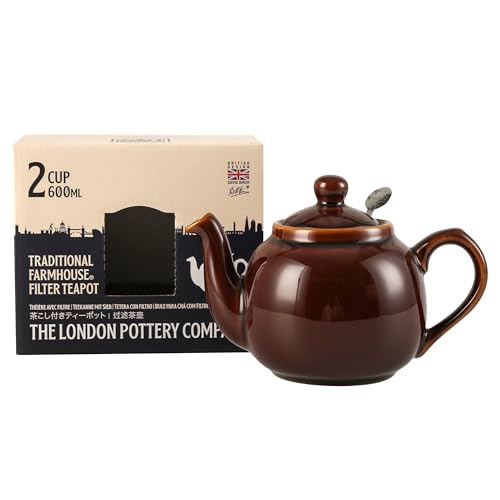 London Pottery Farmhouse - Tetera con infusor, cerámica, marrón Rockingham, 2 tazas (600 ml)