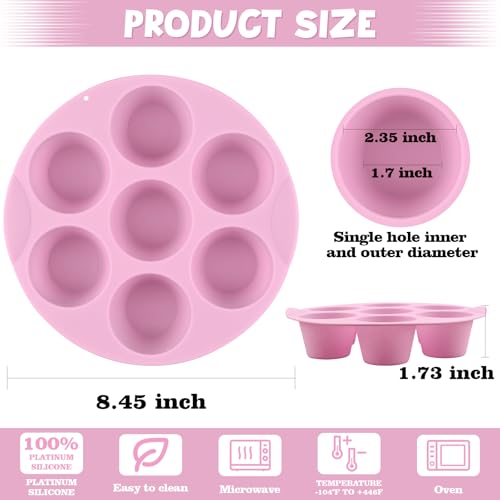 Sakolla 2 Pack Silicone Egg Bite Molds for Air Fryer, Nonstick 7 Cups Air Fryer Muffin Pan for Baking Egg Bite, Mini Muffins, Tart, Mini Cupcake and Quiche (Pink + Green) - Image 4