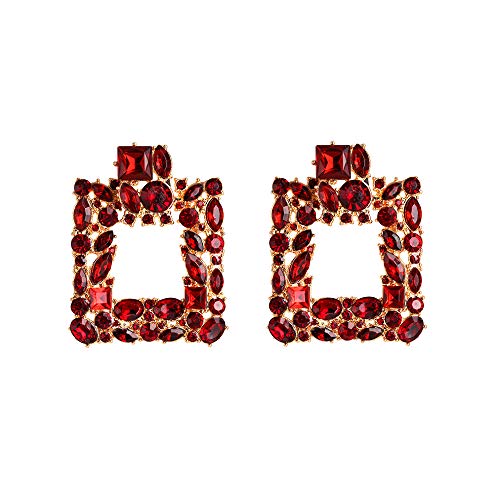 Rhinestone Square Dangle Earrings Sparkly Crystal Geometric Drop Statement Earrings for Women KELMALL COLLECTION