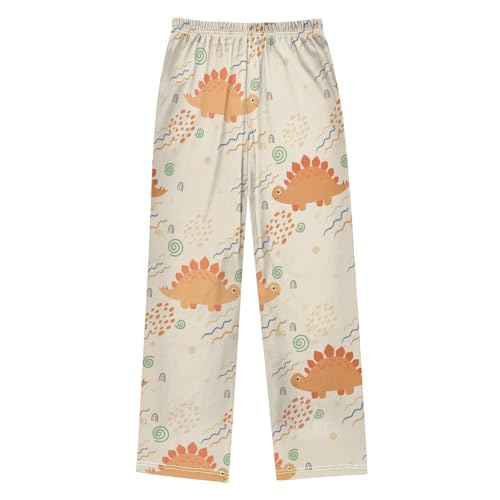 Orange Dinosaur Boys Pants Boys Athletic Pants Long Pant for Boywith Pockets Wide-Leg Size 6-14Y2