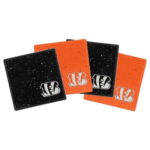 Rico Industries NFL Football Cincinnati Bengals Standard Set of 4 Ceramic Drink Coasters with Non-Slip Cork Base for Drinks by Rico Industries - Used condition - US$28.49