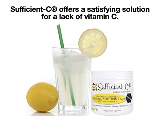 Sufficient-C 250 Gram Lemon Peach Immune-Ade Drink Mix & Glutenizer Force Plus Kiwi Strawberry Digestive-Ade Drink Mix - Bundle Savings #TOP4