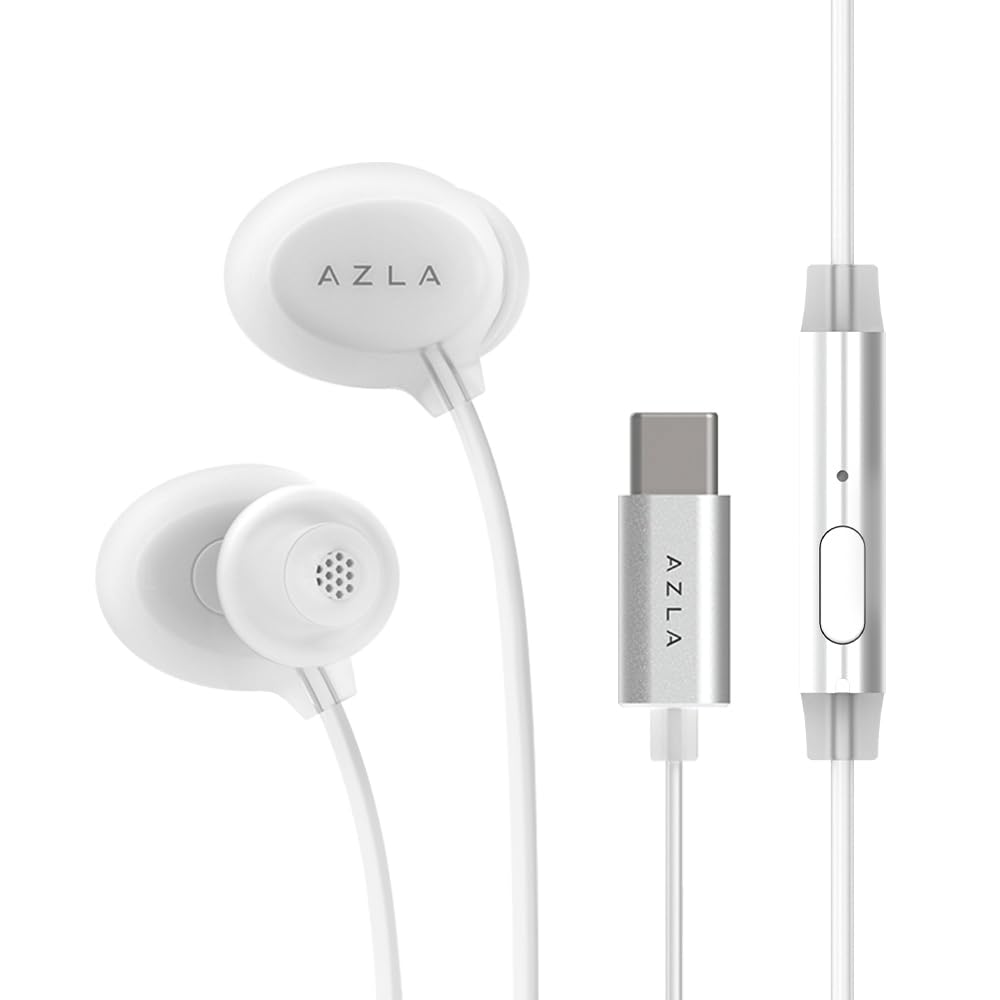 AZLA ASE-600 ASMR Wired Earbuds with Microphone – Soft Silicone Earphones for School, Comfortable in-Ear Headphones, USB-C Wired Earbuds for Long
