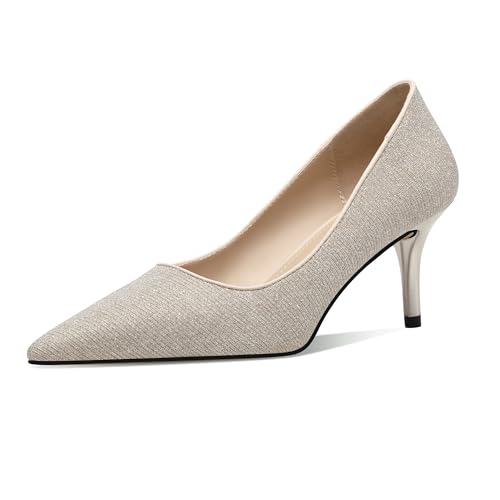 CosyFever Women's DC65 Slip On Pointed Toe Gold Glitter Mid