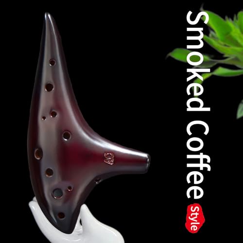 Image of inchOcean Notes inch 12 Hole Sweet Potato Ocarina Graceful Shape Pottery Ocarina in Alto C (Smoked Coffee)