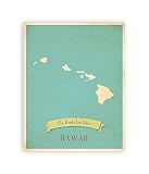 My Roots Hawaii Personalized Wall Map 08x10 Inch Print, Kid's Hawaii Map Wall Art, Children's Hawaii