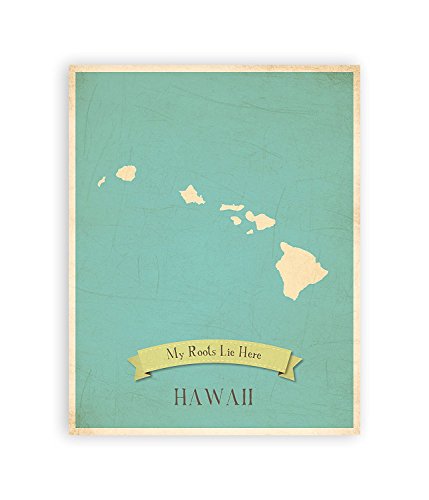 My Roots Hawaii Personalized Wall Map 08X10 Inch Print, Kid's Hawaii Map Wall Art, Children's Hawaii Vintage State Map, Hi Wall Art Print, Nursery Decor, Nursery Wall Art #TOP22