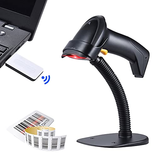 Qican Leitor de código de barras 1D portátil sem fio 2.4G automático/manual que suporta leitura de c