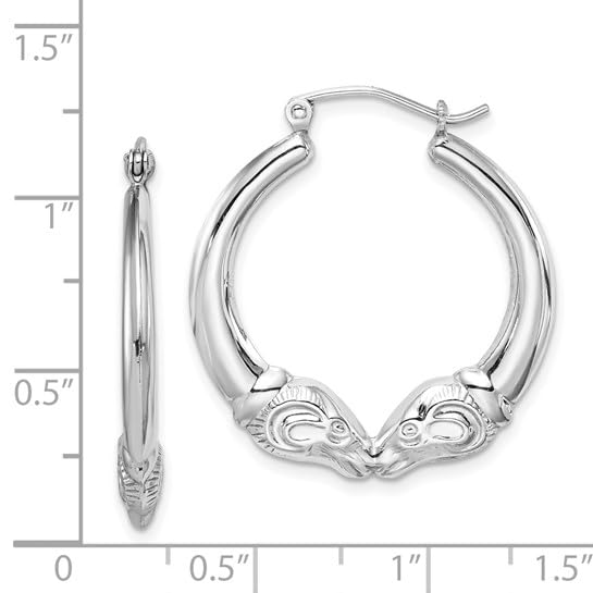 Sterling Silver Rhodium Plated Rams Head Hoop Earrings4