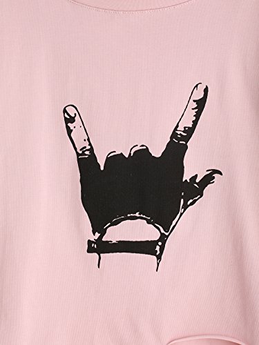 SweatyRocks Women's Short Sleeve T Shirt Graphic Print Distressed Crop Top3