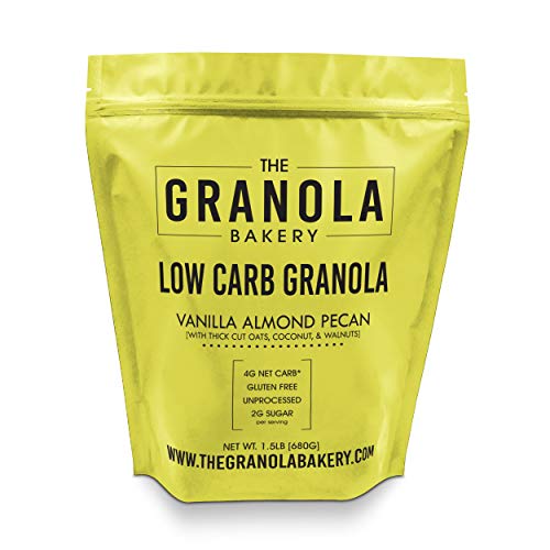 Granola Bakery - Vanilla Almond Low Carb Granola - 4g Net Carb, 1.5lb Bulk Bag, Low Sugar Keto Oatmeal, Gluten Free Nut Cereal, Diabetic Friendly, Natural Ingredients Only